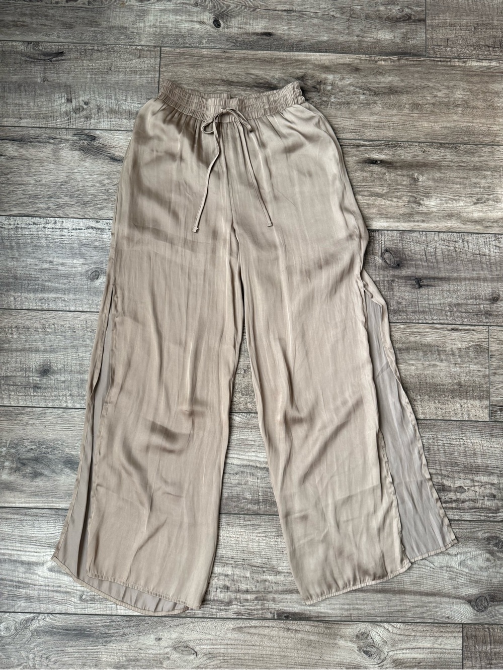 Wide Leg Drawstring Pants in Taupe